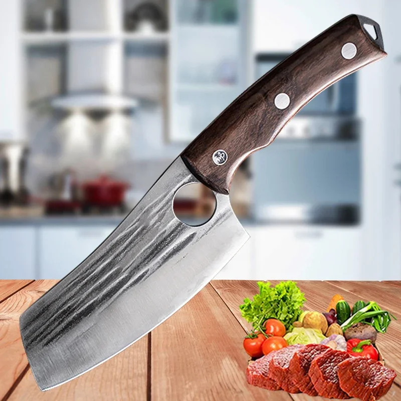 

Forged Cleaver Kitchen Chef Knife High Carbon Clad Steel Meat Fish Fruit Vegetables Professional Butcher Boning Knife with Cover