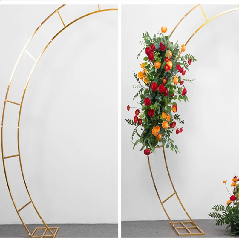 Shiny Iron Arch Wedding Outdoor Metal Circle Shelf fiori artificiali palloncini puntelli Stand Party Stage background Frame Decor