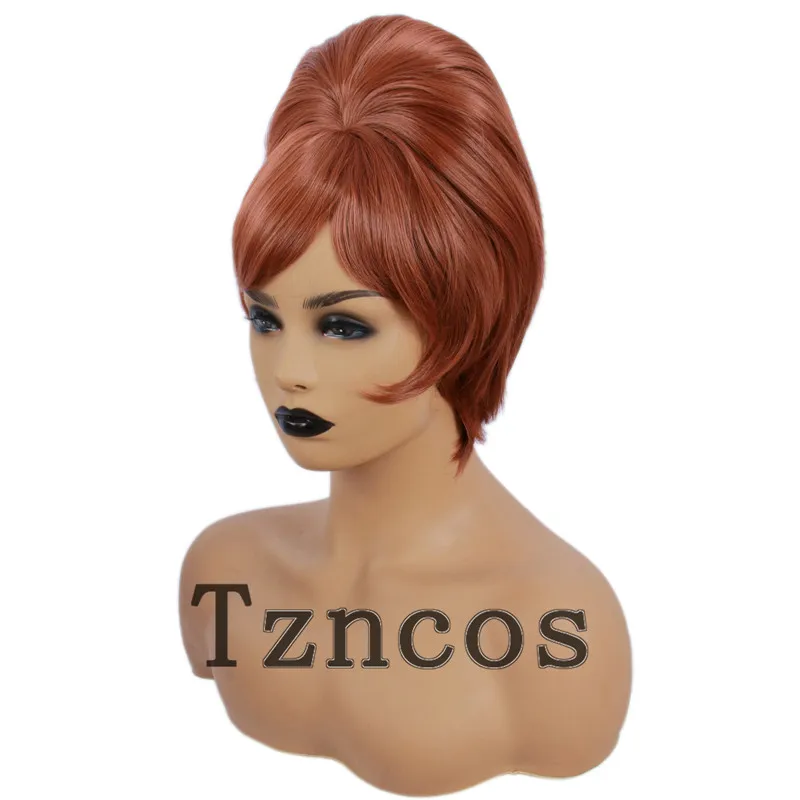 Tzncos 70s 80s Women Housewife Beehive Costume Wigs Wife Red Brown Hair