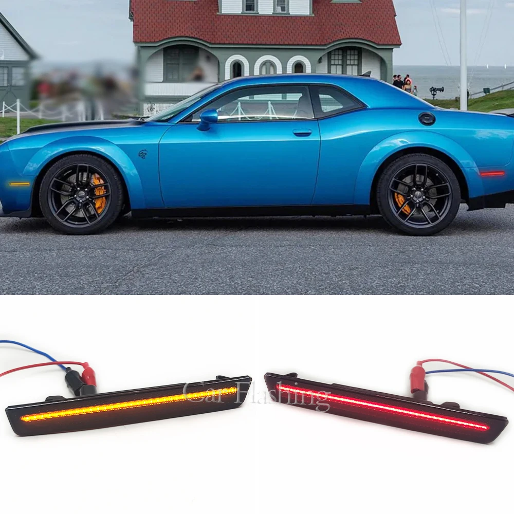 CSCSNL Front Amber Rear Red LED Side Marker Light For Dodge Challenger 2015 2016 2017 2018 2019 2020 2021 Side Marker Lamp