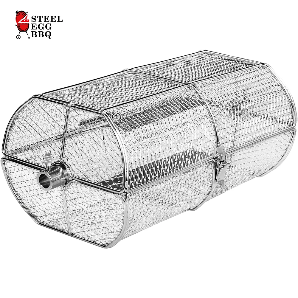 

SS304 Stainless Steel Rotisserie Rolling Basket Roaster for Outdoor BBQ Grill Tool Cooking Accessories