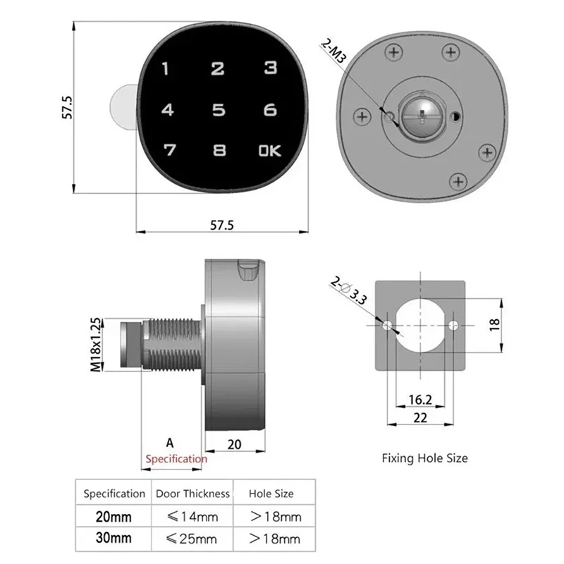 Digital Electronic Smart Mailbox Lock Touch Screen Lock File Iron Steel Desk Cabinet Door Password Keypad Lock Durable 30MM