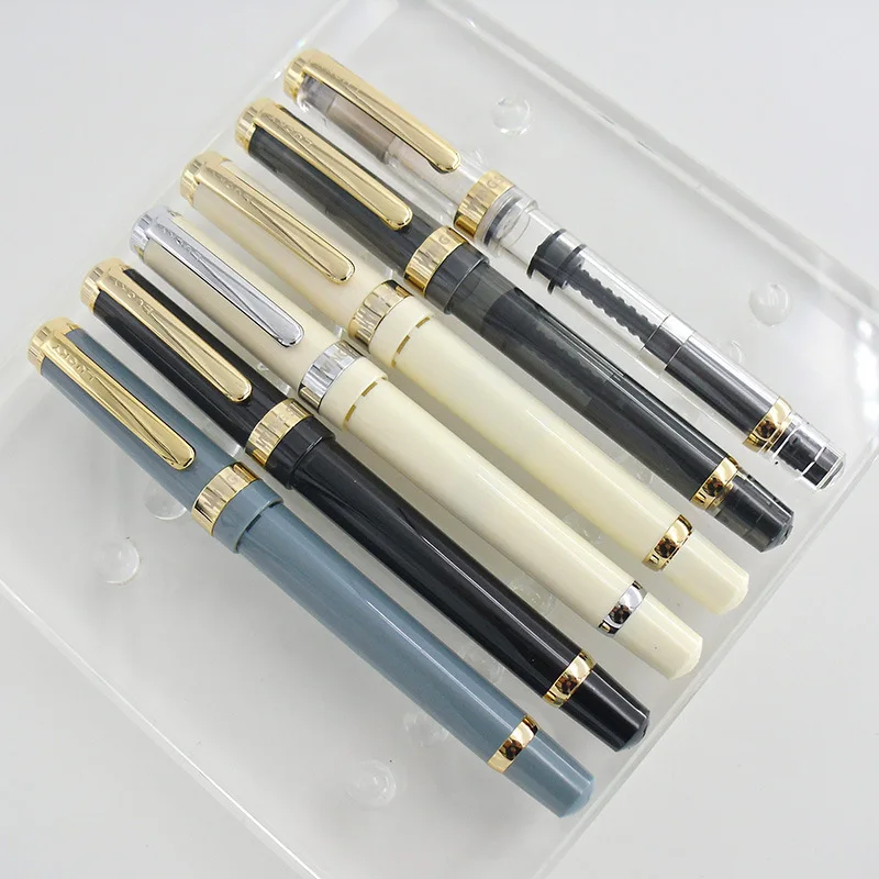 

Wingsung 698 Transparent Import Resin Fountain Pen 14K Gold TIip F 0.5mm Nib Piston Inking Pens Stationery Business Supplies