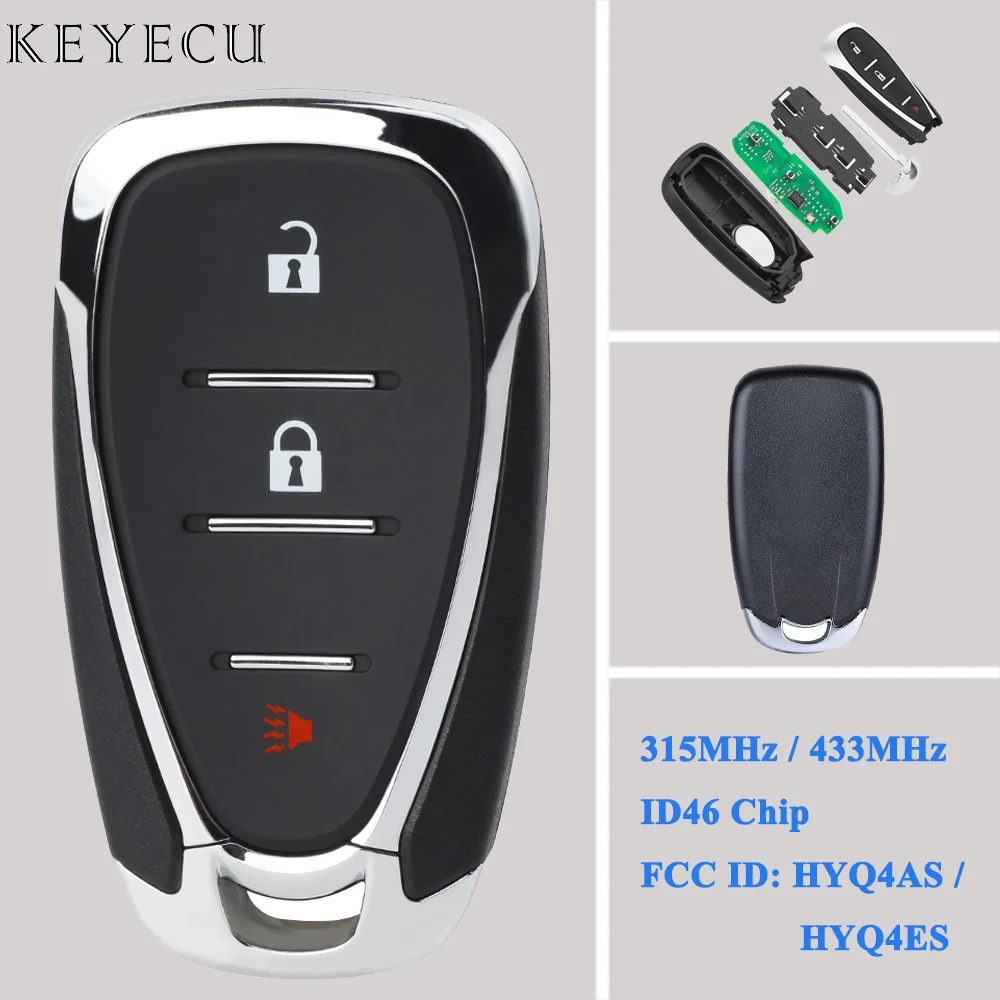 

Keyecu For Chevrolet Trailblazer Blazer Traverse Equinox Spark Smart Remote Car Key Fob 315MHz 433MHz ID46 Chip HYQ4AS HYQ4ES