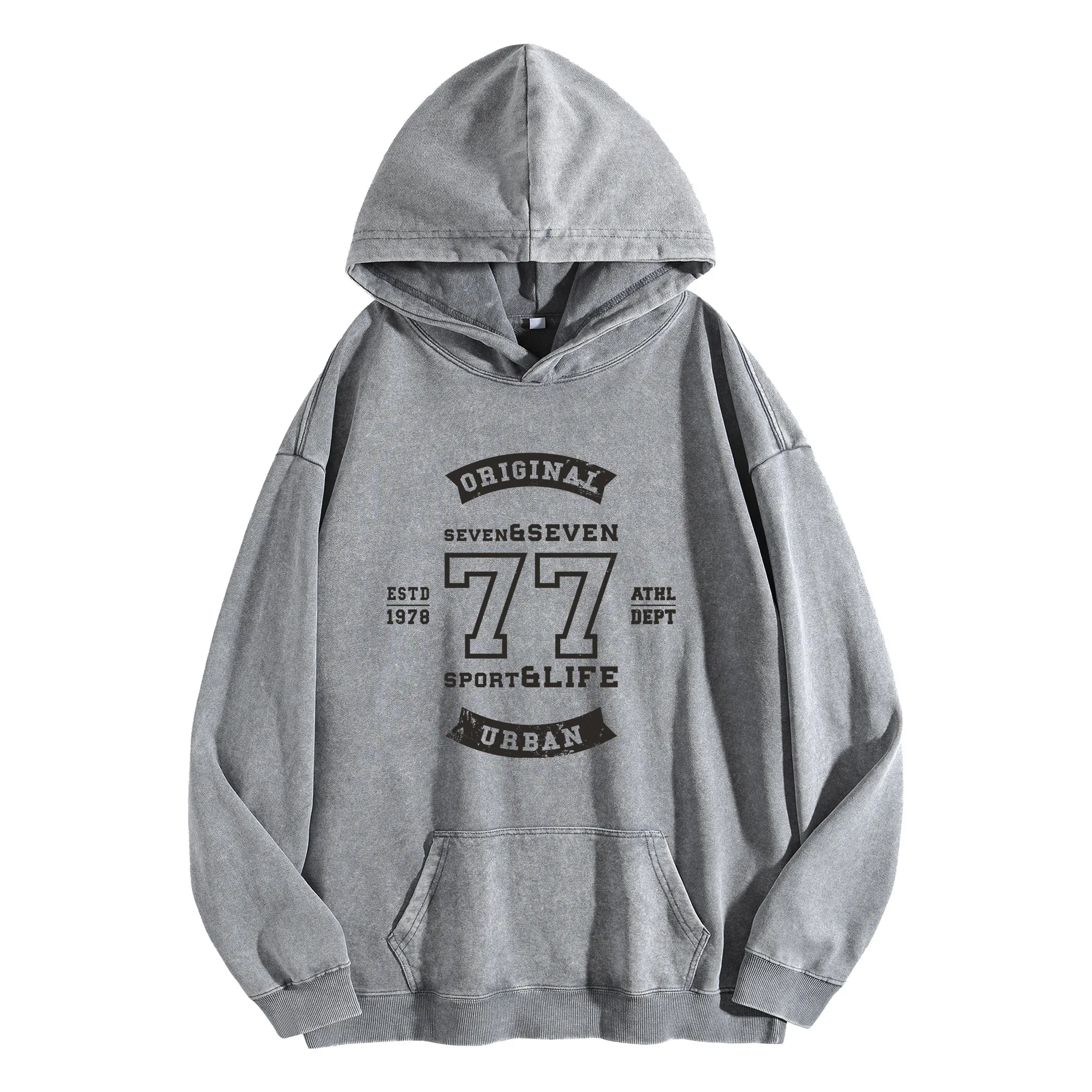 URBAN جرافيك طباعة 400G خمر غسلها هوديي للجنسين المتضخم الشارع الشهير البلوز مجموعة الخريف/الشتاء #1