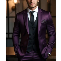 Elegant Peak Lapel Single Breasted Suits for Men Slim Chic Groom Wedding Tuxedo Formal Prom Party Male Suit Slim 3 Piece