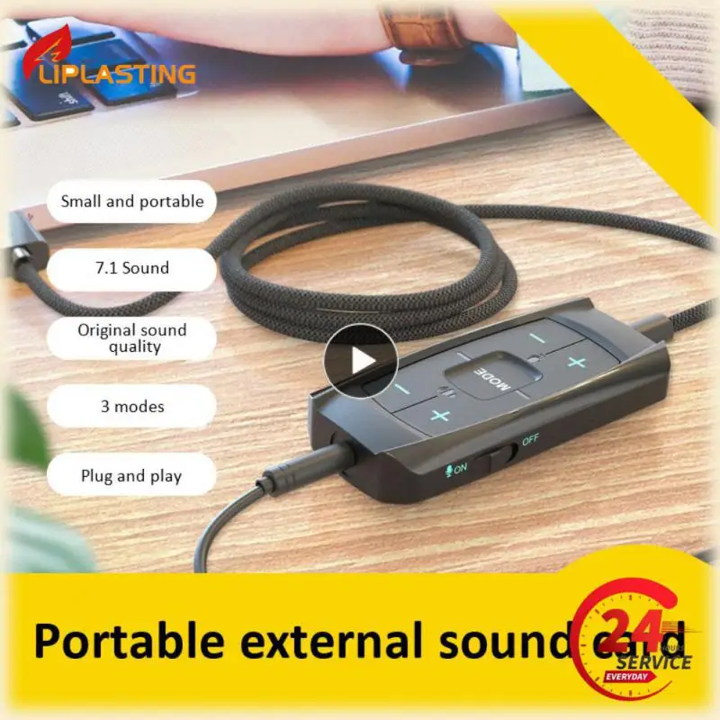 Usb Sound Card Usb3.0 Compatible Plug And Play Flexible Exquisite Adapter Headphone Adapter Black Computer Accessories