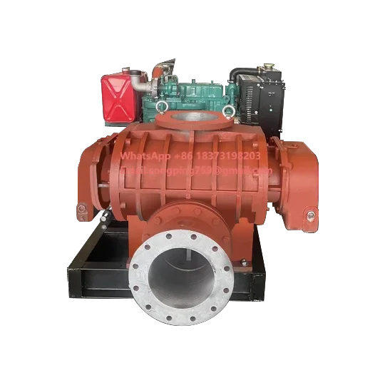 Die sel Engine High Speed Big Volume V-Belt Driving Suction Grain Power Roots Vacuum Pump Three Lobe Air Vacuum Pump