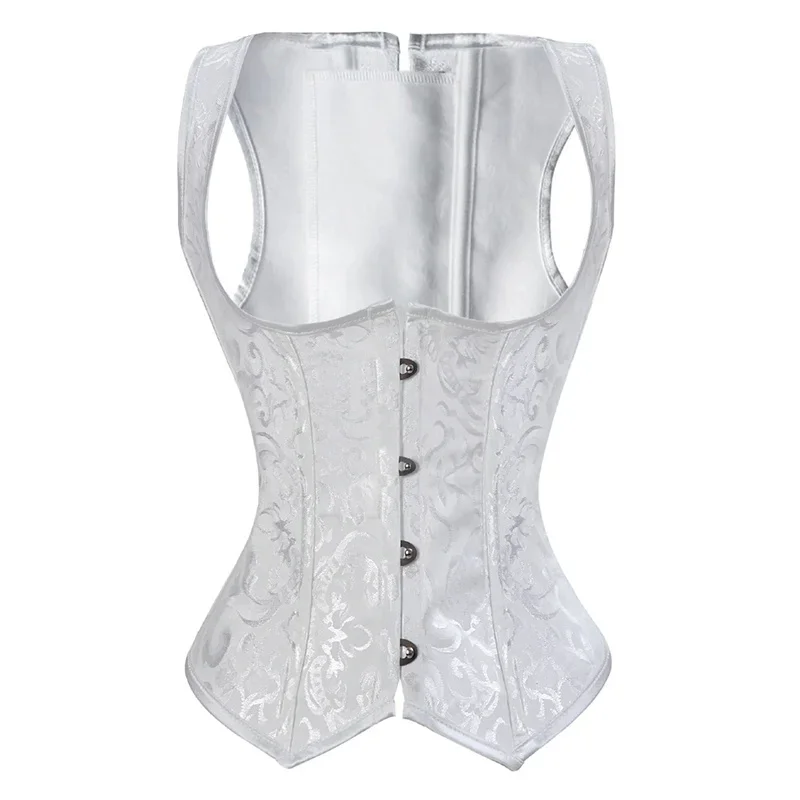 

Straps Steel boned Women Vest Slimming Waist Cincher Shaper Brocade Body Shapewear Corset Plus Size