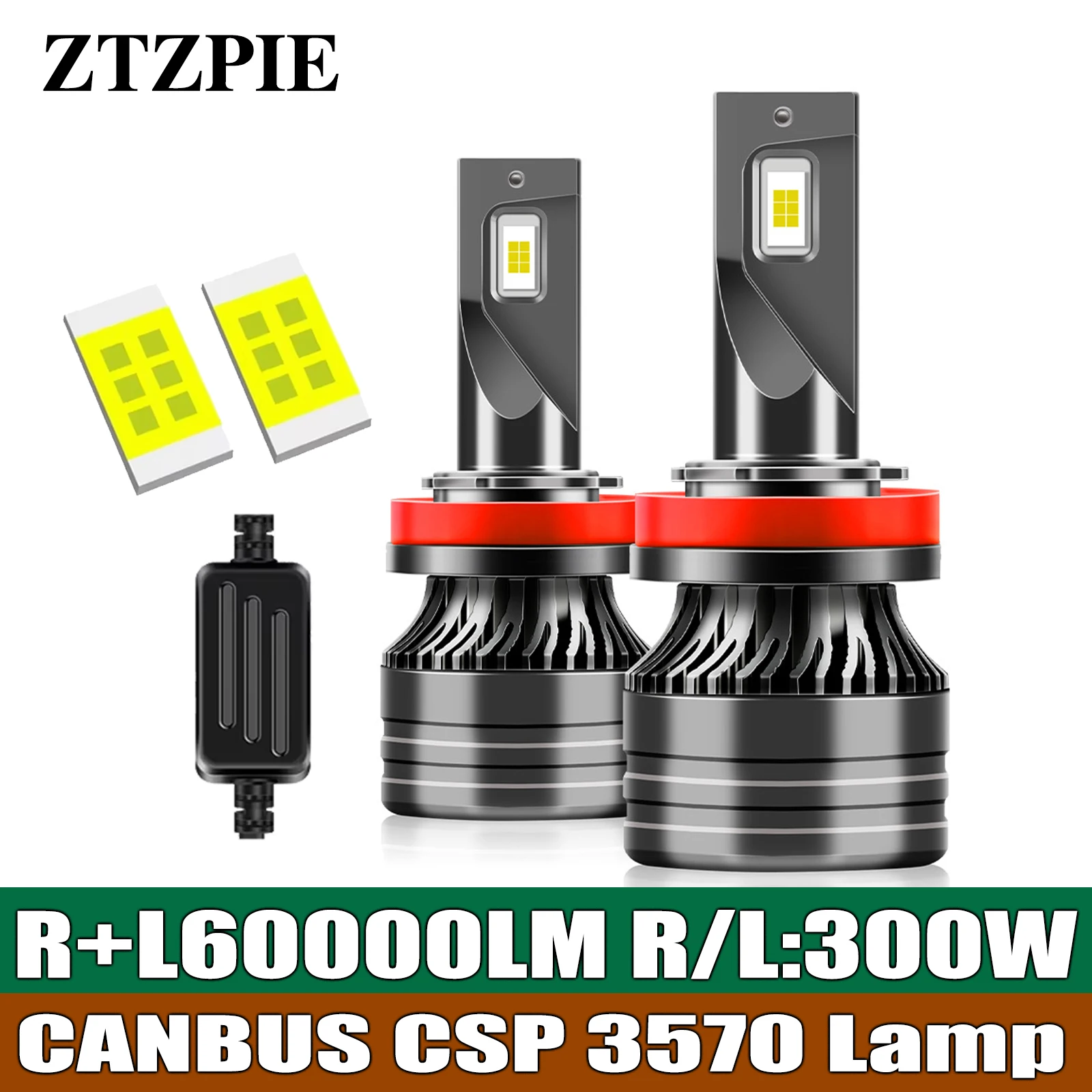 ZTZPIE 6000K 9005/HB3 9006/HB4 H1 H7 H4 H11Super Power EMC Canbus Led Headlight For Car Fog Light Bulb 60000LM 300W 2pcs