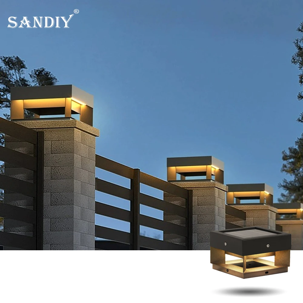 

SANDIY Modern Garden Fence Pillar Light Villa Pillar Gate Light Outdoor Waterproof Yard Light Solar Pillar Lights