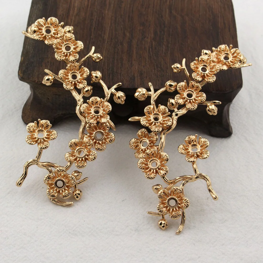 2pair 85x35mm Quality Brass Casted Winter Flower Branches Pendants Stamping Decoration Silver Gold plated DIY Vintage Jewelry
