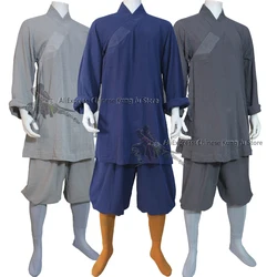 Pure Cotton Buddhist Robes Shaolin Kung fu Uniform Arhat Monk Martial arts Training Suit Meditation Sets Huge Big Fitting