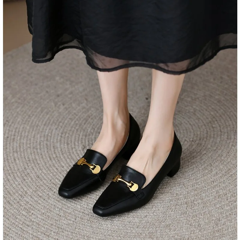 Sapatos Feminino Retro High Heels Shoe Women Autumn New Thick Heel Leather Shoe Soft Leather Single Shoe Women Shoe Mary Jane