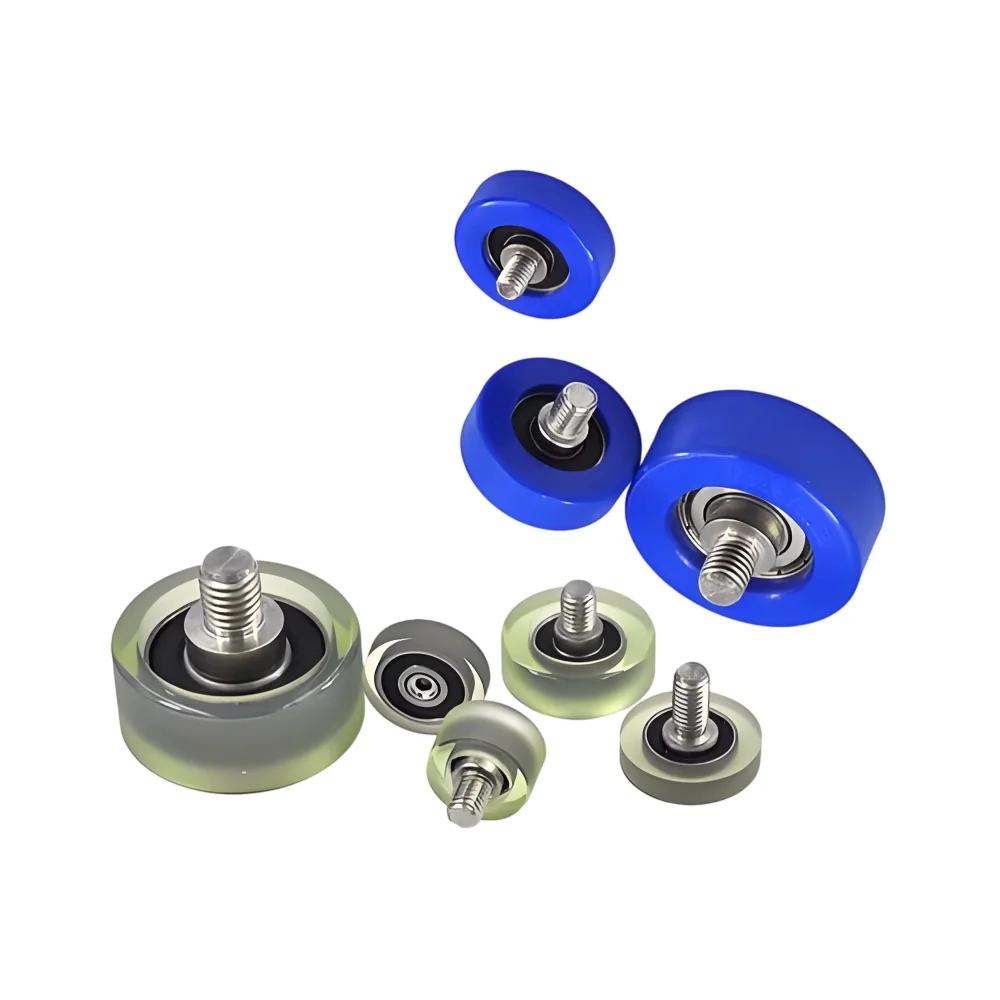 Rubber coated bearing with screw polyurethane roller pulley 608, silent and wear-resistant rubber guide wheel 626, random color