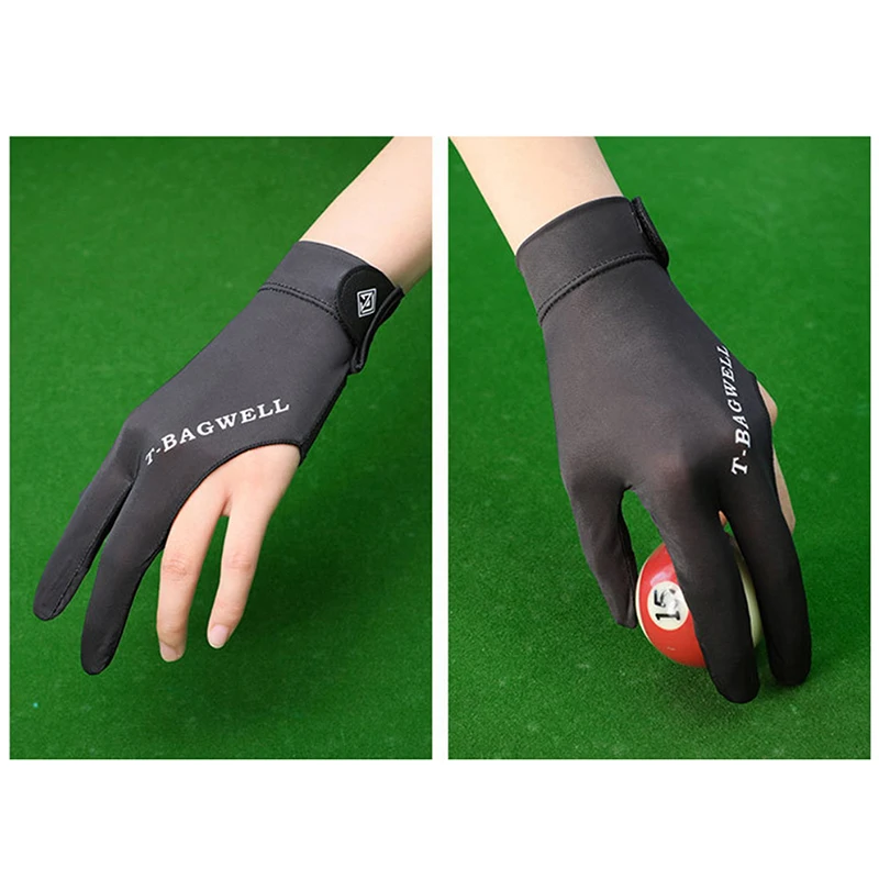 1pc Left Hand Billiards Glove Three Finger Snooker Billiard Glove Non Slip Stickers Elasticity Billiard Training Gloves