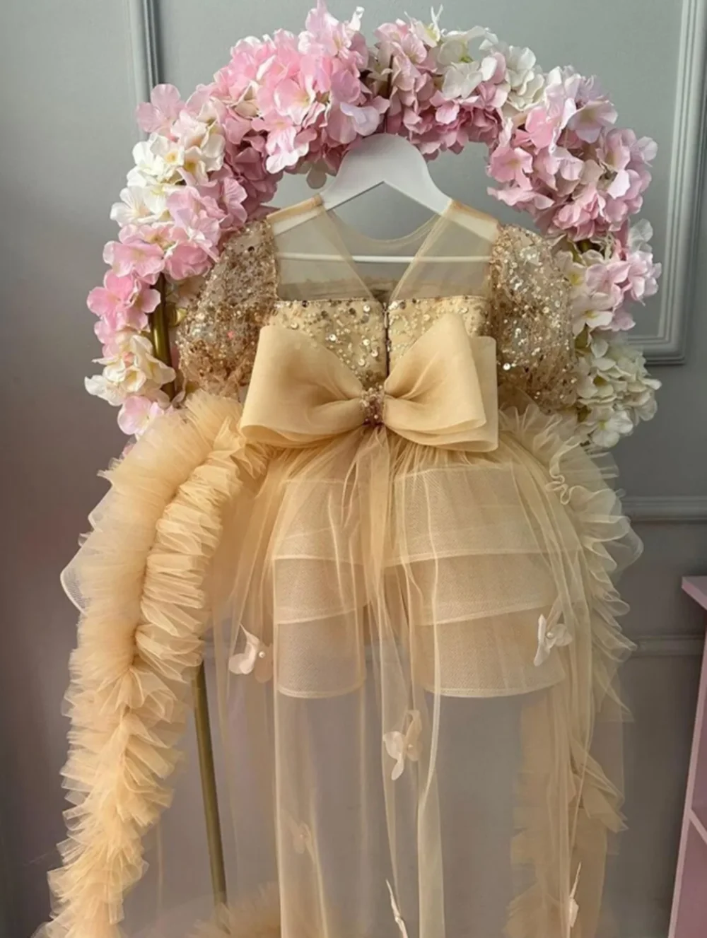 

Платья цвета слоновой кости для девочек с курткой, бальное платье с бисером, детские платья для дня рождения, тюлевое детское платье для первого причастия