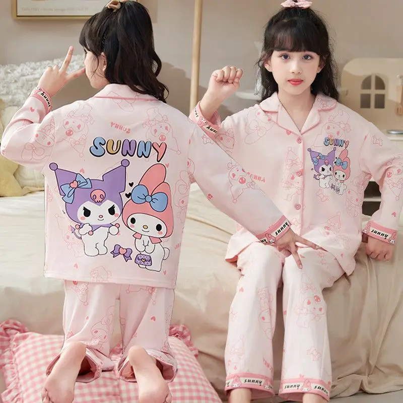حار سانريو فتاة منامة الأميرة صالة الملابس الربيع والخريف القطن الخالص دعوى بلدي ميلودي مرحبا كيتي Kawaii Kuromi نمط جديد