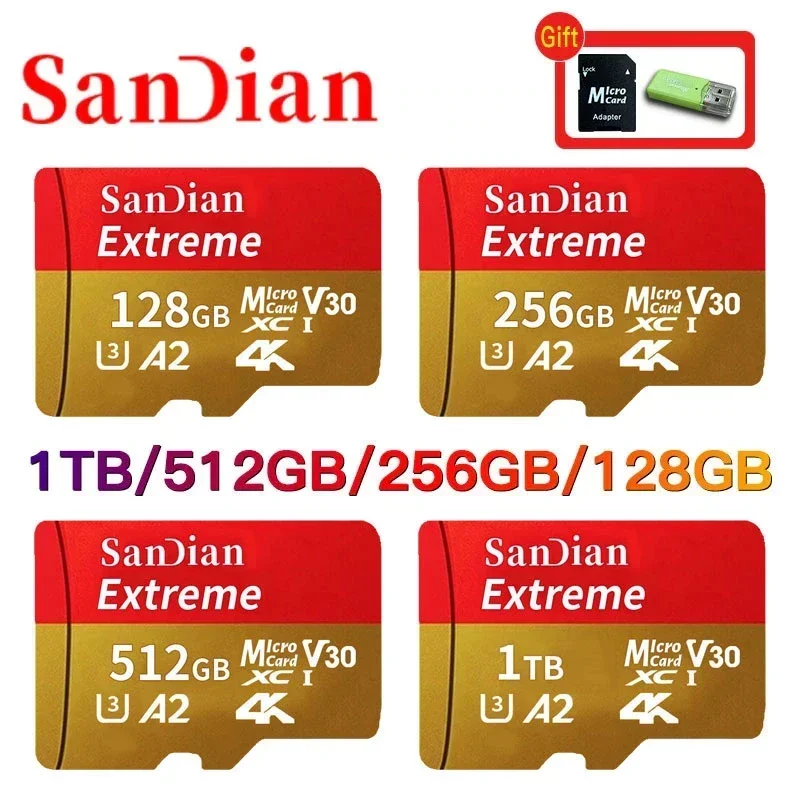 Original Flash Card 512GB Memory Card Large Capacity Micro TF Card 128GB 256GB High Speed SD Cards for PC/Phone/Camera/Mac