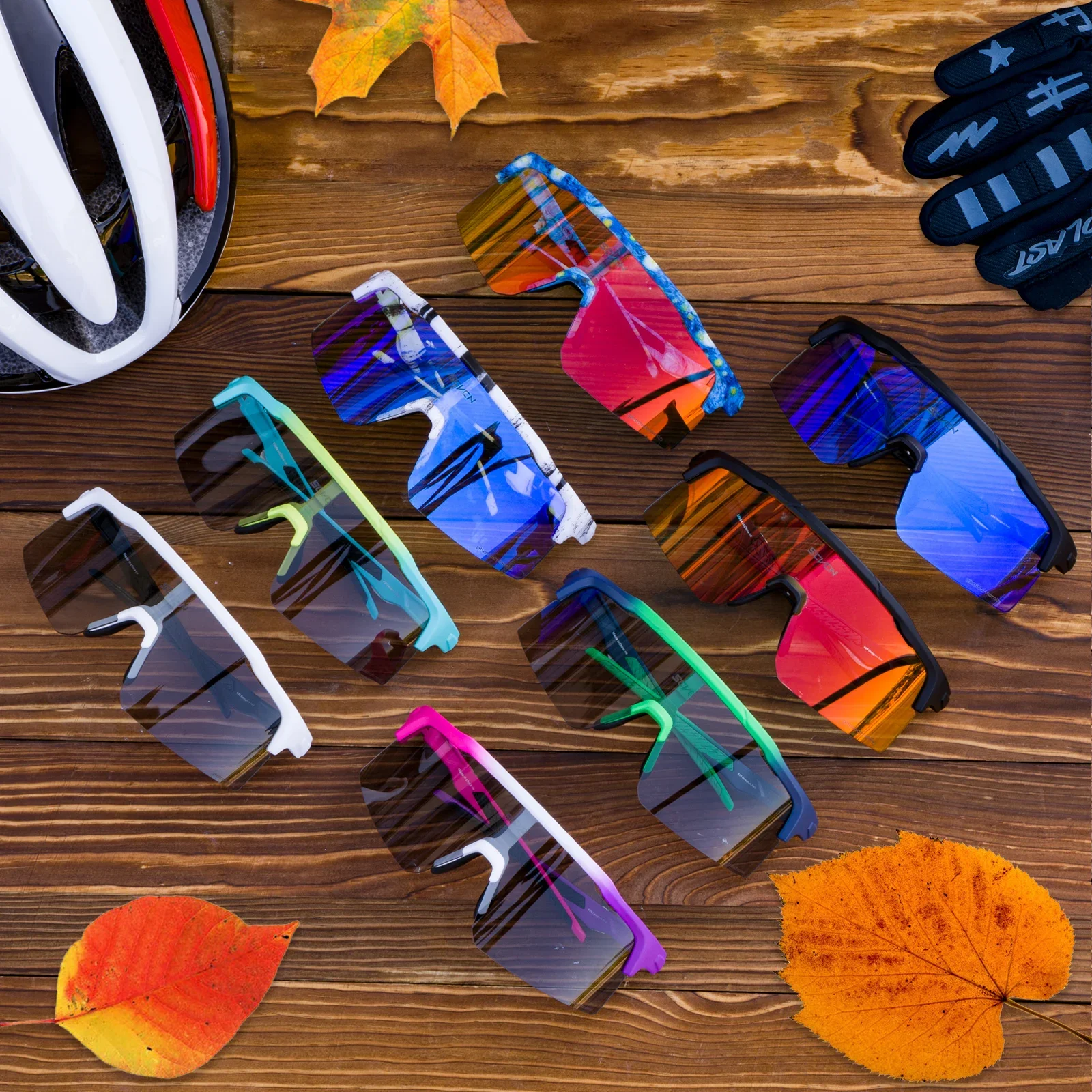 New Cycling Red Blue Photochromic Glasses Outdoor Sports Running Men\'s Sunglasses Road MTB Bicycle Goggles Women Bike Eyewear