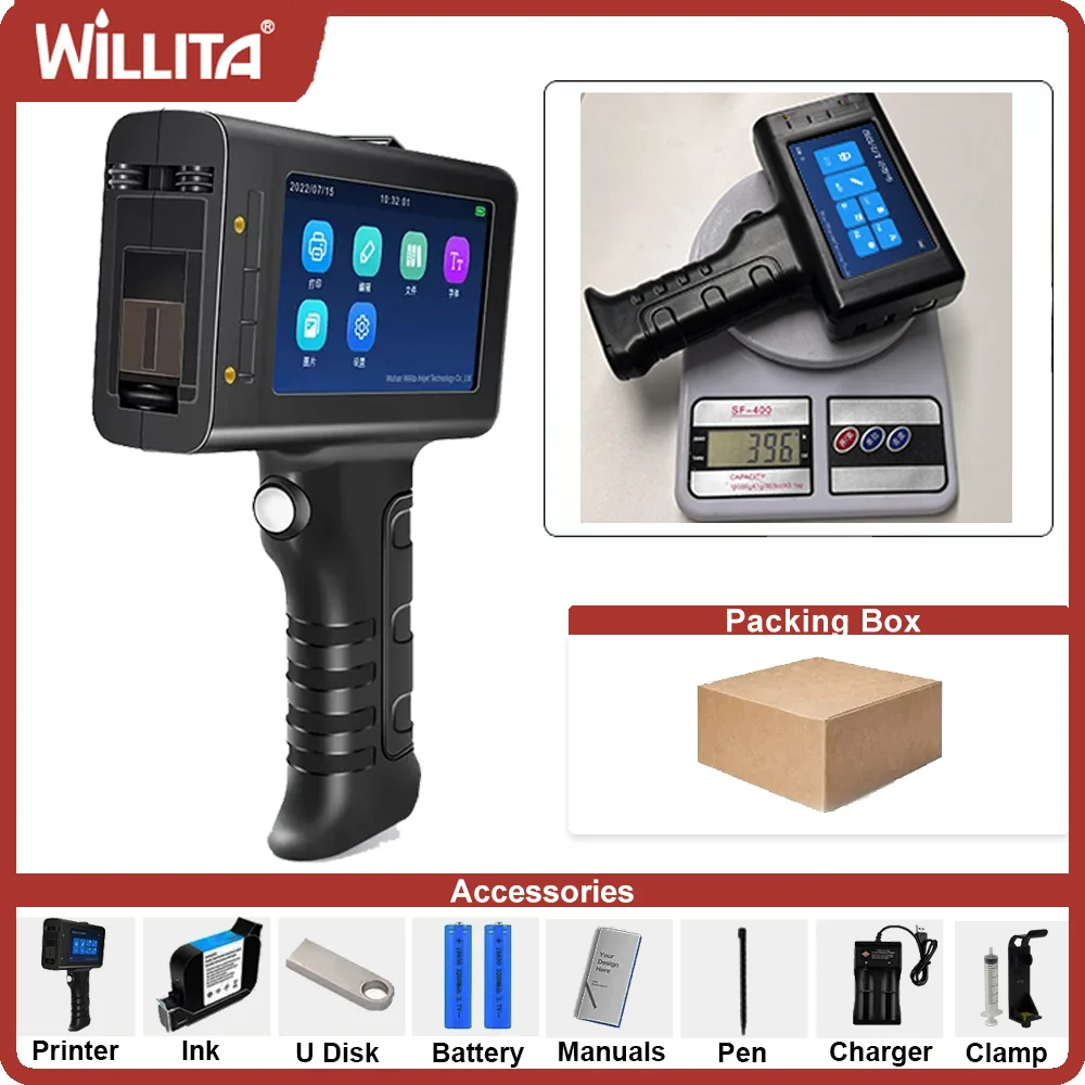 Impressora a Jato de Tinta Portátil Inteligente Máquina de Codificação Automática Linha de Montagem Bolsa de Embalagem da Etiqueta Código qr Data de Expiração Impressora