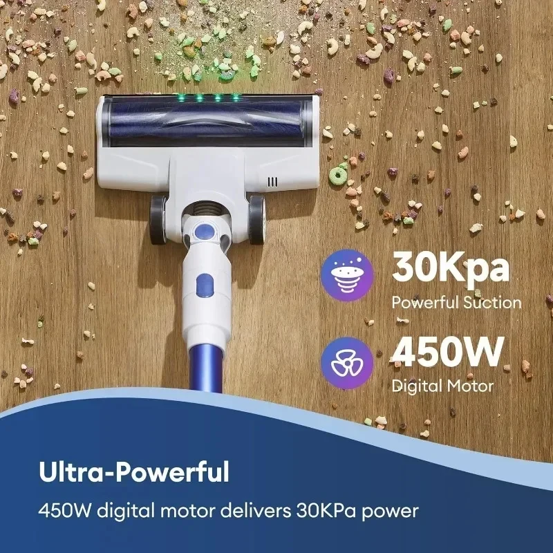 U10 Ultra Cordless Stick Vacuum Cleaner 450W Motor Anti-Tangle Brush Pet Hair Hardwood Floors and Carpets
