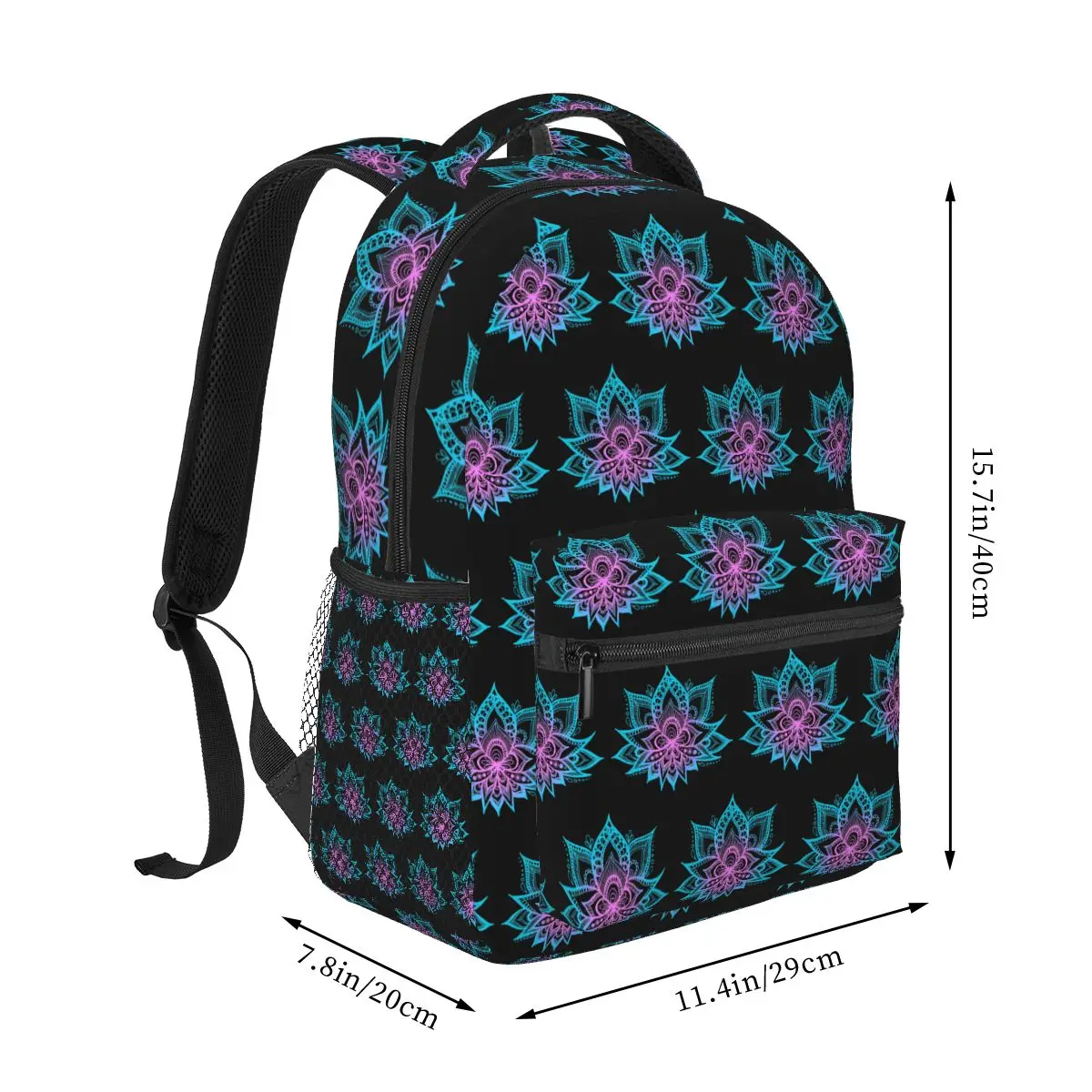 Pastel Vibes Mandala Lotus Flower Backpack Student Boys Girls BookBag Kids School Bag Computer Shoulder Bags for Men Women
