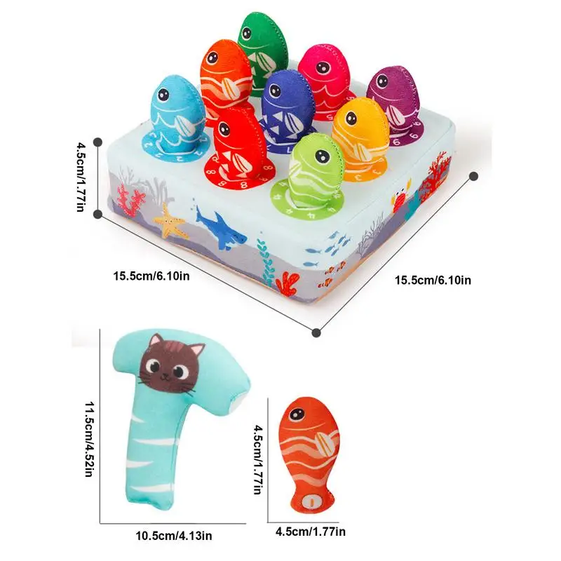 Jeu de pêche en peluche coloré pour enfants, jouets d'apprentissage des nombres, jeu de capture de poisson pour enfants