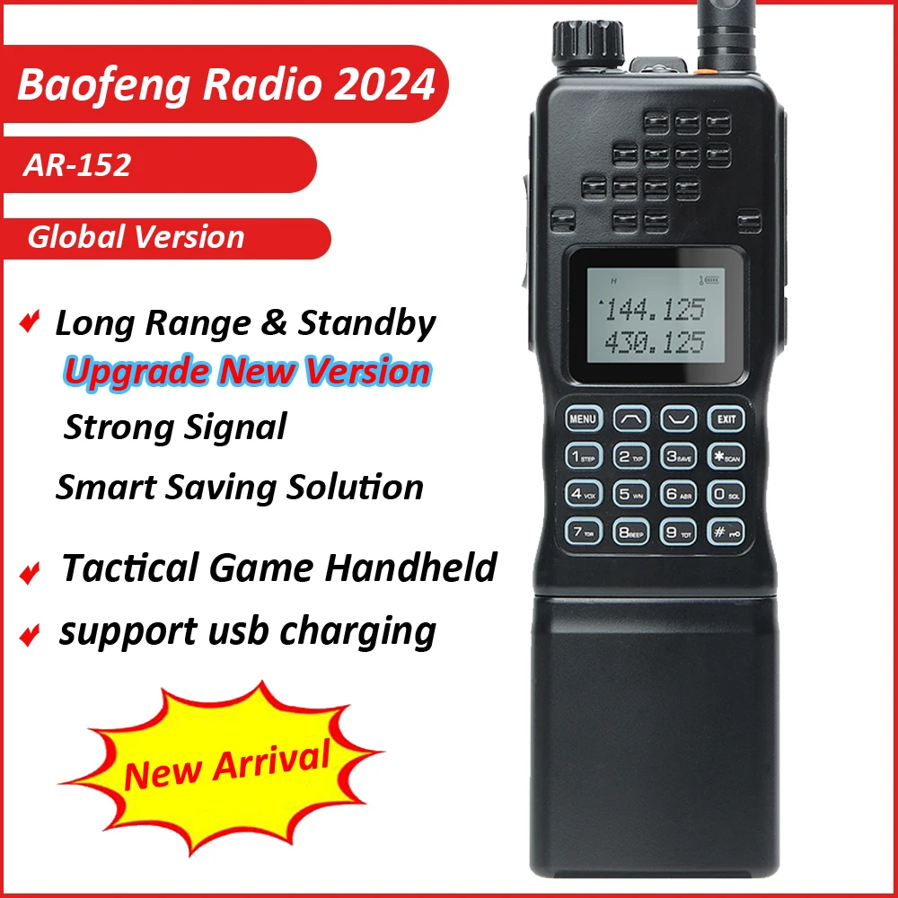 

2024 Power Baofeng AR-152 Dual Band 136-174/400-520MHz Walkie Talkie Long Range Tactial Game Ham CB Two way Radio hf transceiver