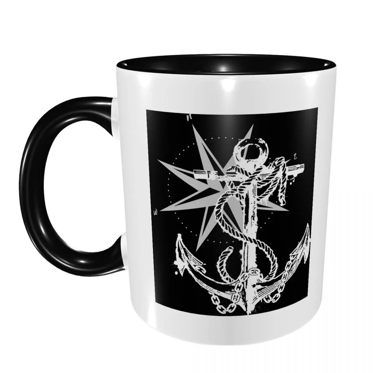 Nautical Compass Captain Anchor Boat Mug Funny Ceramic Coffee Cups Tea Mugs Milk Cup Drinkware Gifts for Woman Man