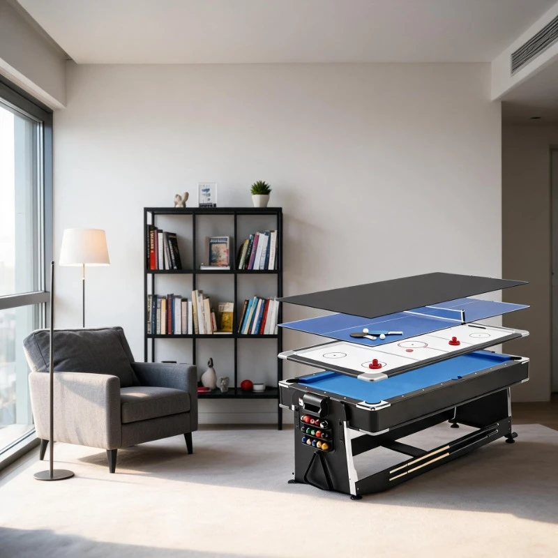Custom Factory Direct Supply 4-in-1 Multifunctional Rotatable Table Tennis Billiard Hockey Conference Table MDF Cushion for Pool