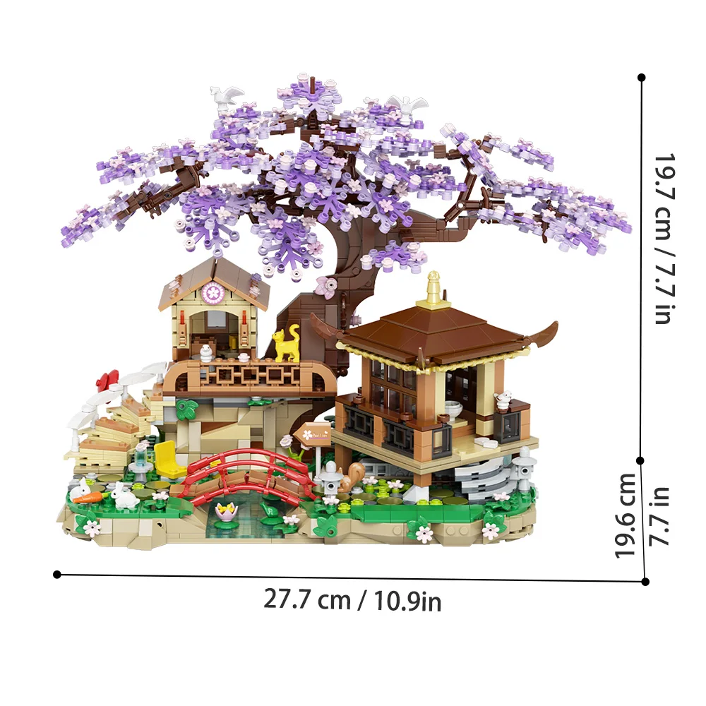 Kirschblütenbaum-Bauset, Blumen-Baumhaus-Modellsets für Erwachsene, 1392-teiliges Mikrosteine-Sammlerstück, kreative Geschenke