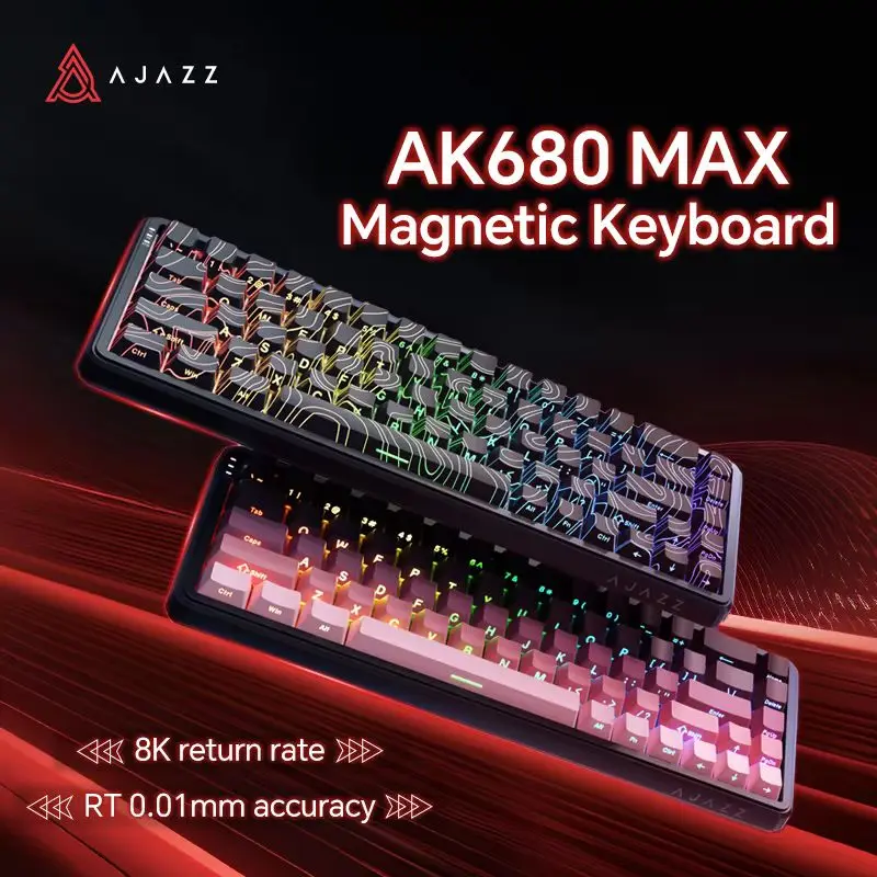 

Ajazz Ak680 Max Mechanical Keyboard Contour Line Side Carving Wired Rgb Low Latency Rt Adjustable 8k E-Sports Gaming Keyboard