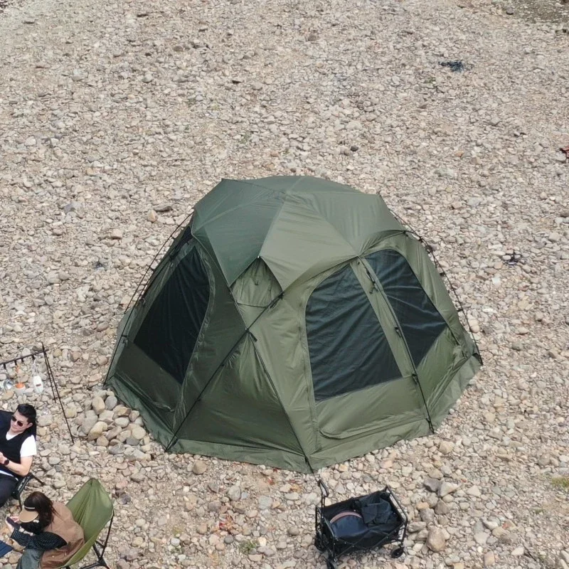 Camping silver-coated blackened ball tent light luxury aluminum pole camping tent rainproof shade tent