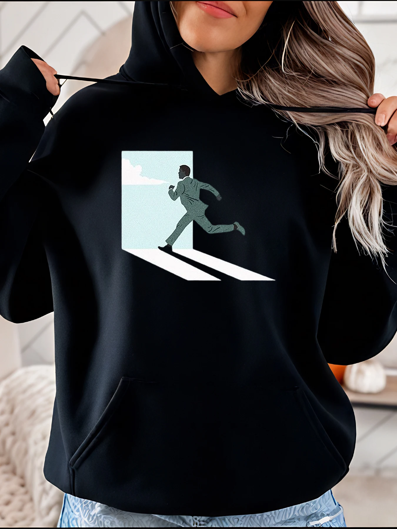 

Толстовка с рисунком Running Man, черная повседневная уличная одежда, женская модная толстовка 280