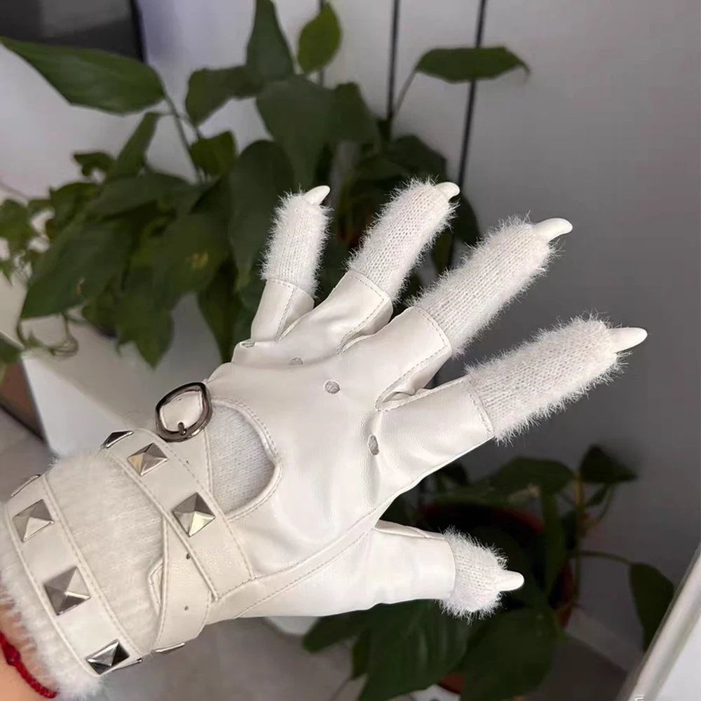 

Облегающие перчатки серии Kig ручной работы с когтями животных, танцевальные ролевые перчатки, костюмы для выступлений, двухцветные защитные перчатки для рук