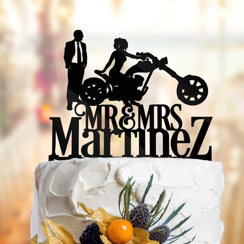 Personalizzato moto coppia matrimonio divertente Cake Topper compleanno sposo e sposa anniversario fidanzamento decorazione Cake Topper