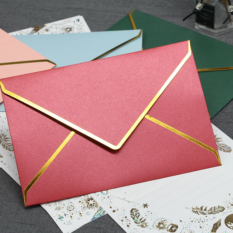 Imagem -04 - Envelope para Convites Papel Banhado a Ouro Cartão de Presentes Casamento e Negócios Cartas de Papelaria 185x125 cm 250g 30 Pcs Lot