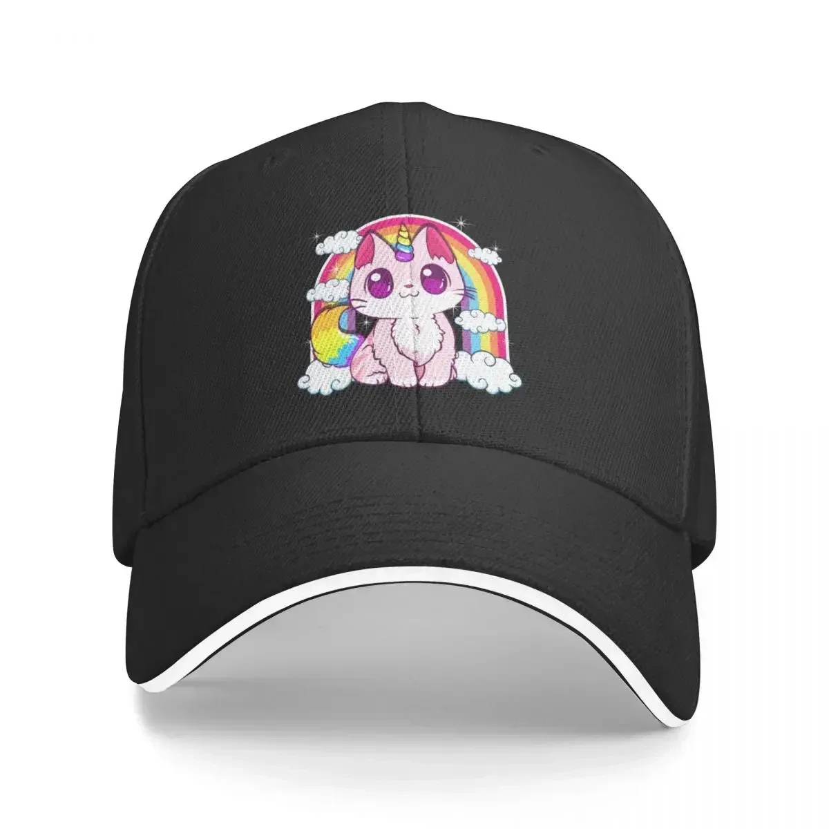 Cute Unicorn Cat Adorable Smiling Rainbow Essential T-Shirt Baseball Cap Hat Man custom Hat Hats For Men Women's