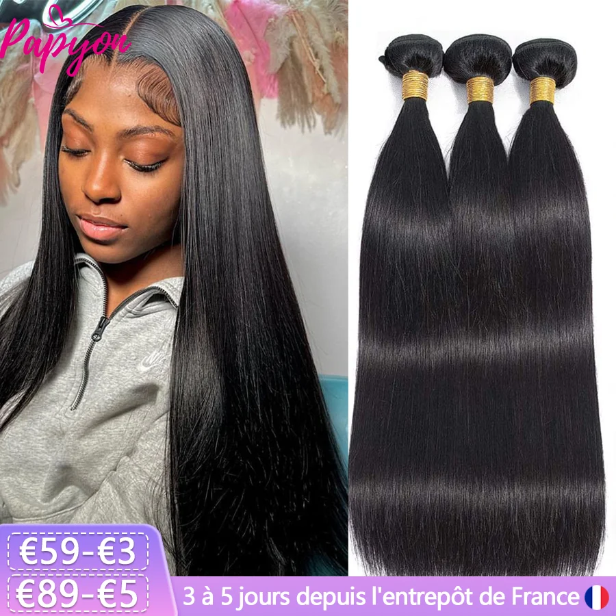 28 30 32 Inch Straight Human Hair Bundles Natural Color Bundles 100% Human Hair Extension Brazilian Weave Human Hair Bundles