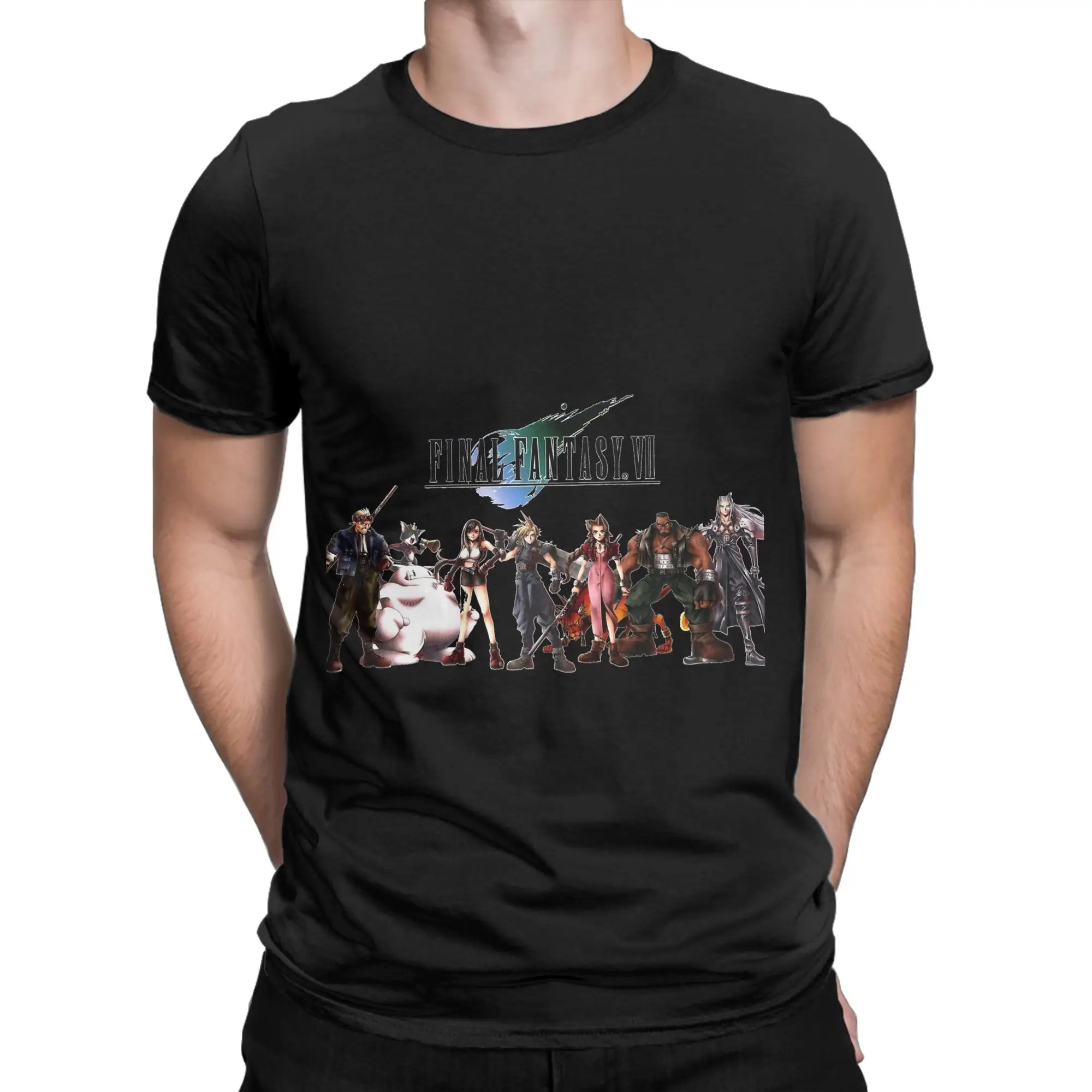 VII characters Novelty 100% Cotton T-Shirt fFinal Fantasy Tops Tees For Men
