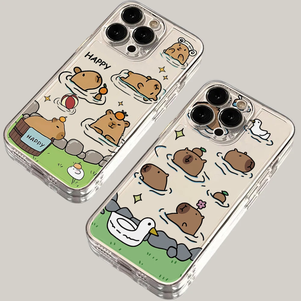 Funny Cute Capybaras Phone Case for Samsung Galaxy A57 A56 A55 A54 A52 A37 A36 A26 A17 A16 A07 A06 4G 5G TPU Transparent Cover