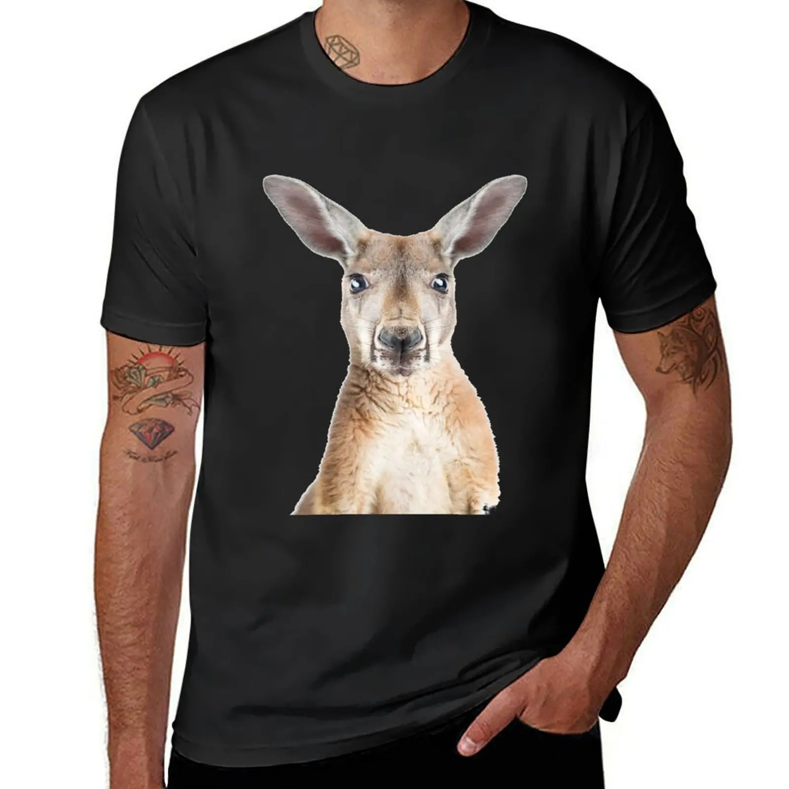 Kangaroo face T-Shirt summer tops Short sleeve tee Men's clothing