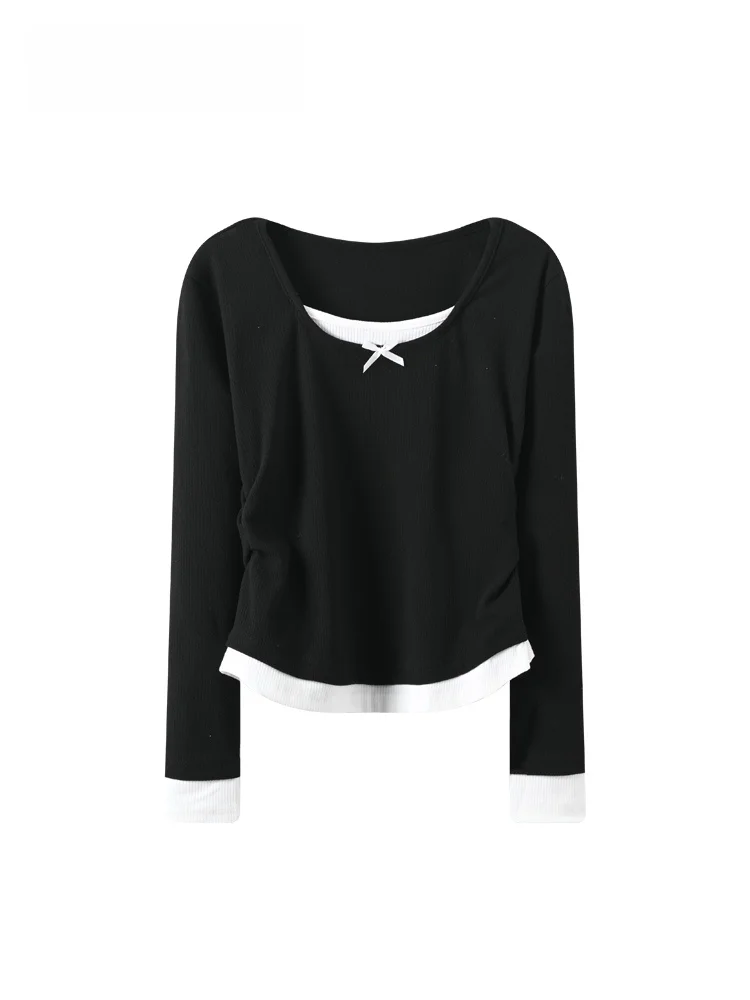 

Модная женская футболка больших размеров с длинным рукавом, осенне-зимняя новинка, облегающий крой, повседневный комфортный топ из полиэстера