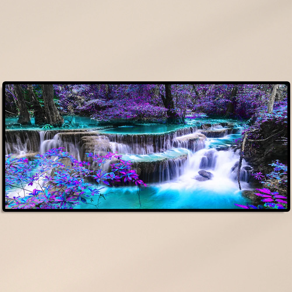 

Home Decor DIY Full Drill Round Diamond Painting Waterfall Scenery Landscape Craft for Living Room Bedroom Wall Art