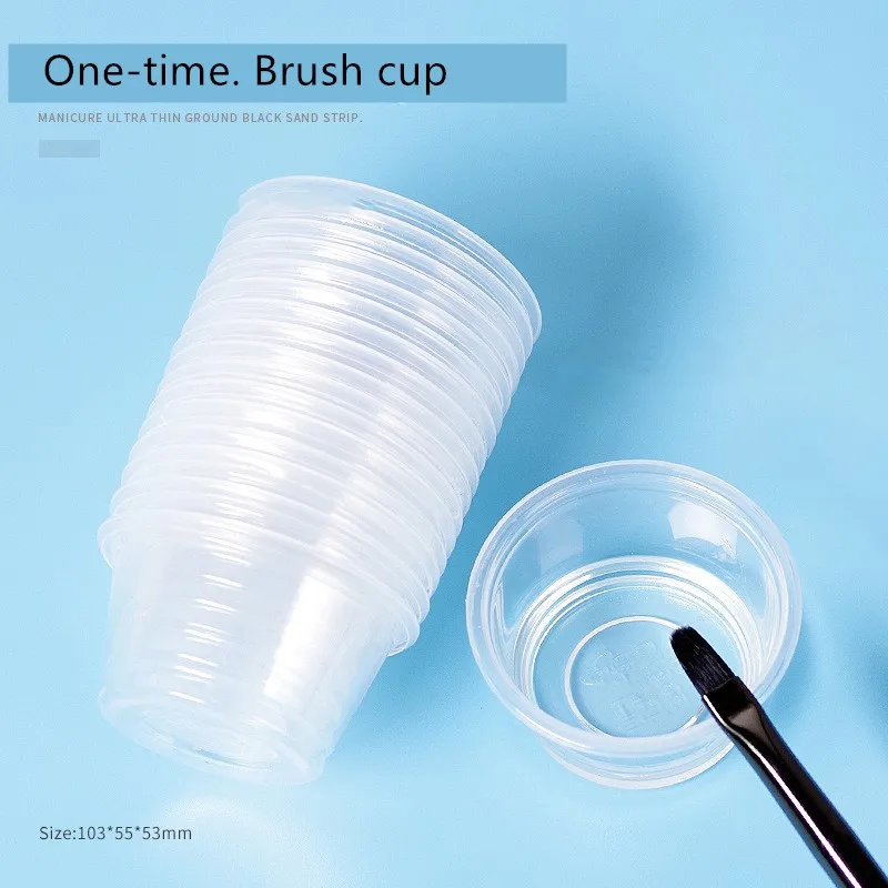 100pcs Disposable Nail Brush Gel Clean Water Phototherapy Pen Special Cup Color Cup Plastic Pp Material Jewelry Storage Box