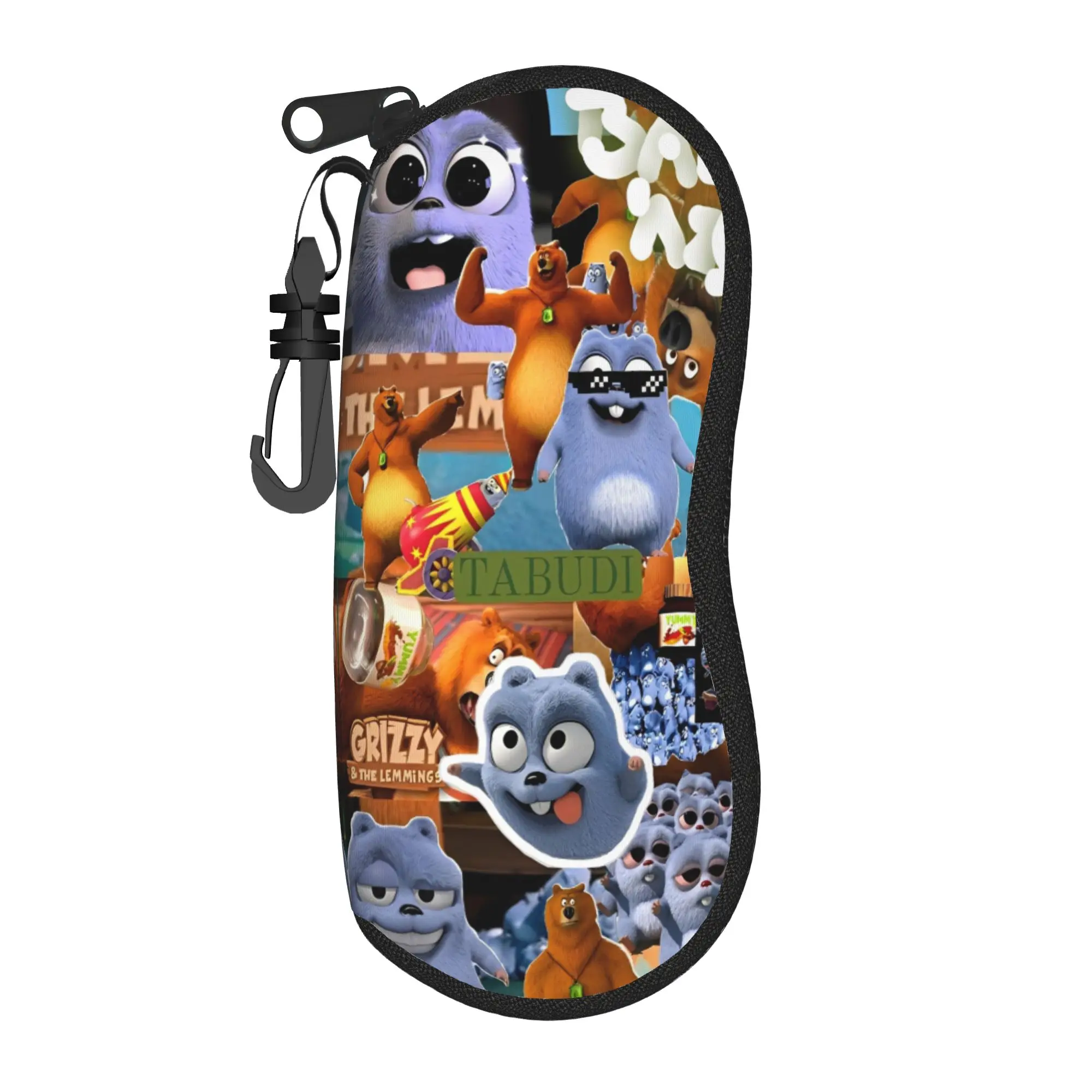 Grizzy and The Lemmings Cartoon Glasses Case Men Women Printing Zipper  Eyewear Storage Box Gift Eyewear Container