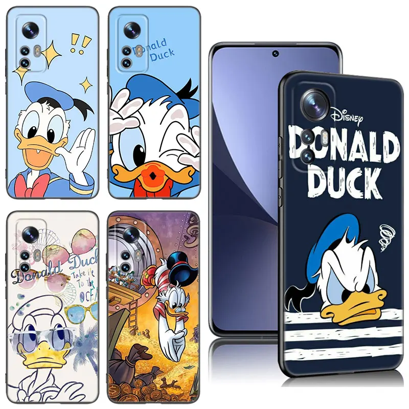 Cute D-Donald Duck Black Silicone Phone Case For Xiaomi Mi 9 SE 8 10 10T 11 12 13 Lite 9T 11T 12S 12T 13T 14 Pro 5G NE 11i 12X