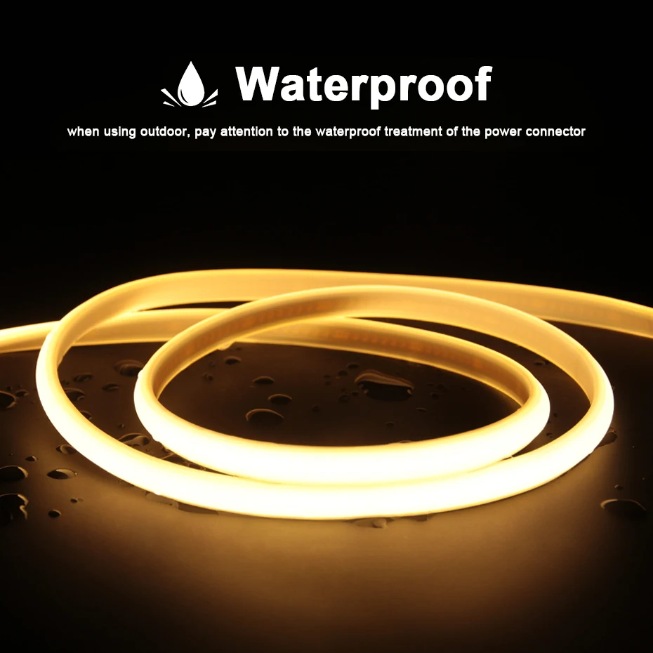 COB Strip Light 220V 288LEDs/M Remote/Bluetooth/Wifi Control Flexible Led Ribben IP65 Waterproof LED Strip Dimmable with Alexa