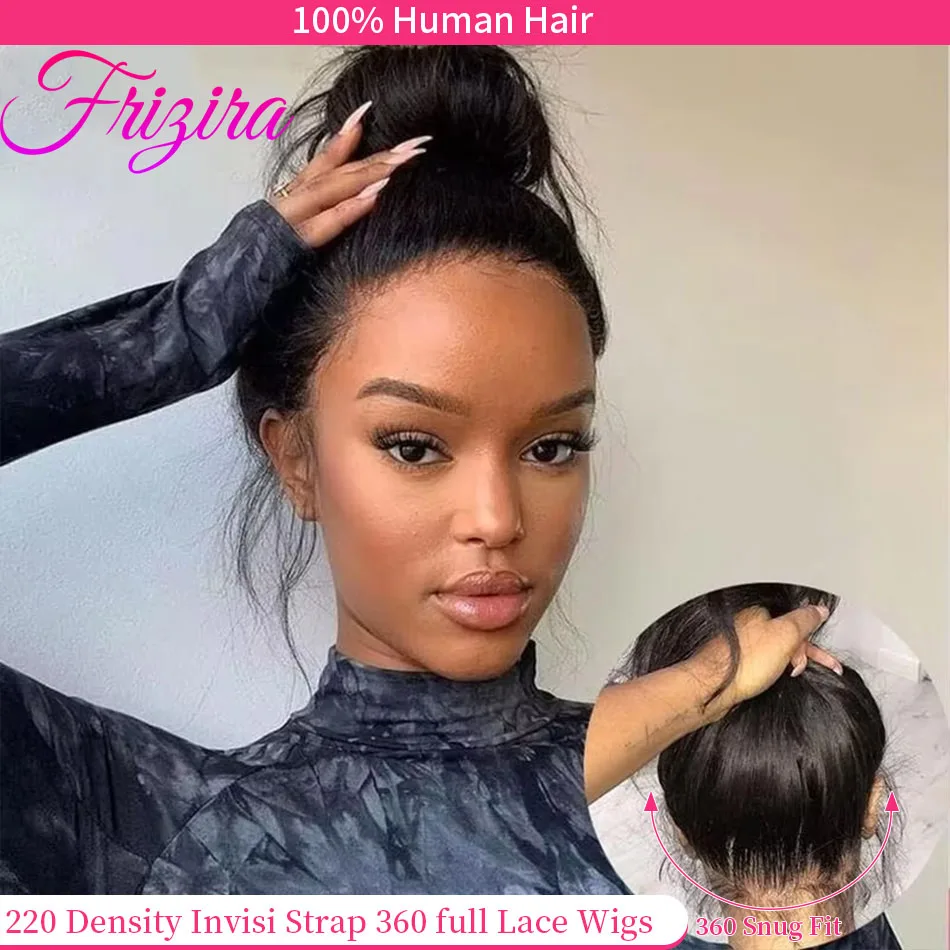 

220% Density Hd Lace Front Wig Human Hair Natrual Black Straight 360 Full Lace Frontal Wig 100% Brazilian Human Hair Wig 38 Inch